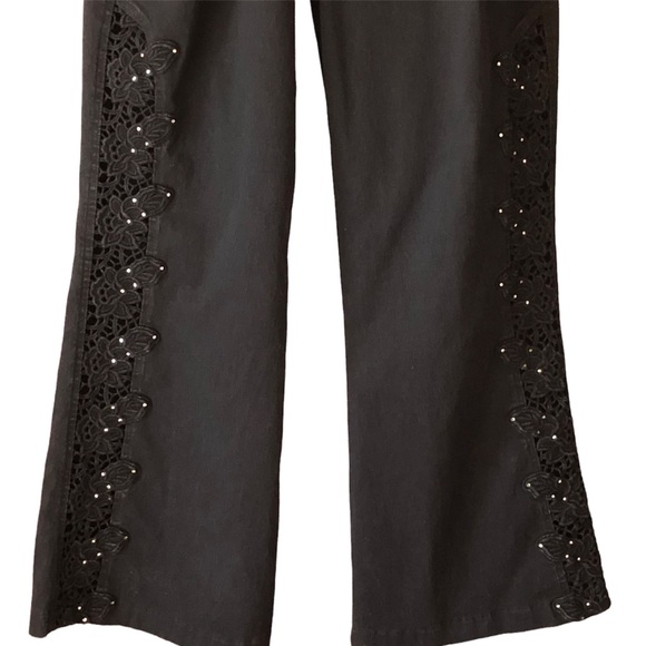 VARIATIONS Y2K high waisted Black Women’s XL Jeans Cutout Leg Detail Rhin… - Picture 1 of 13